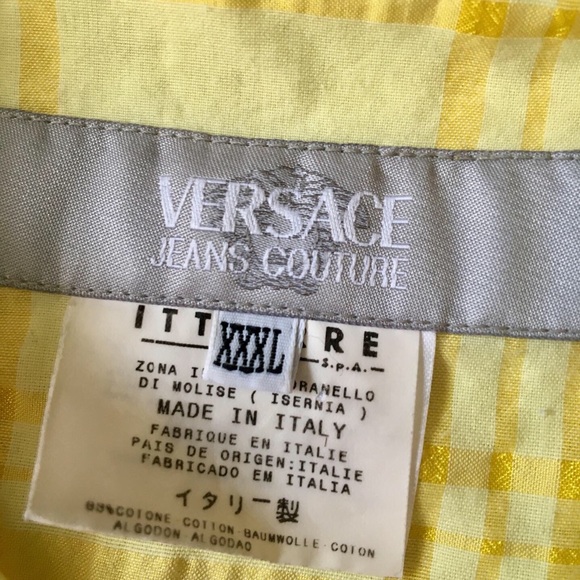 Vintage Versace Mens Yellow Button Down 1973 XL - Picture 3 of 7